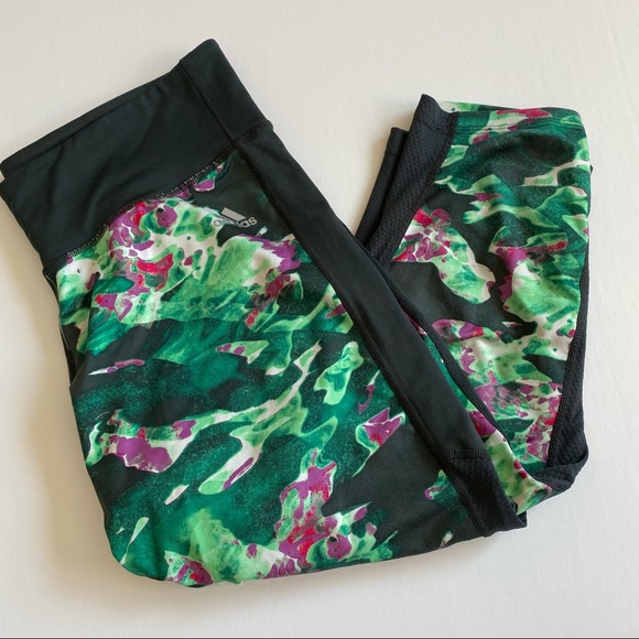adidas Pants - Adidas capri leggings black green size large